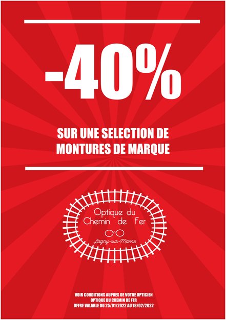 Promotion de 40% sur une sélection de montures de marque