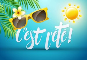 Affiche 'c'est l'été !' avec lunettes de soleil