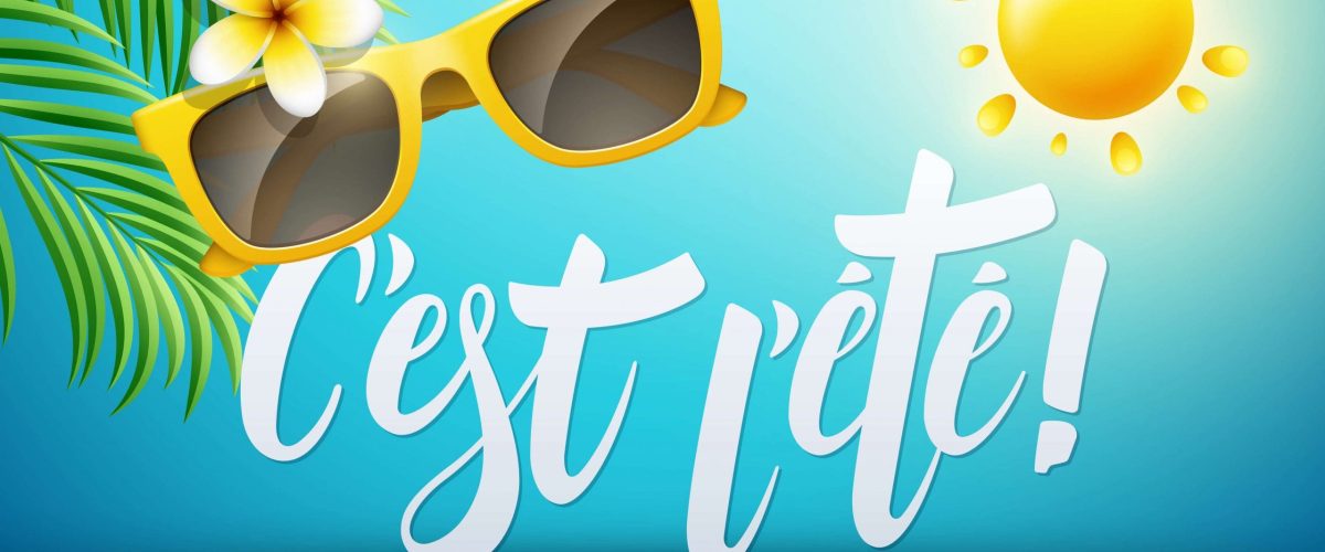Affiche 'c'est l'été !' avec lunettes de soleil
